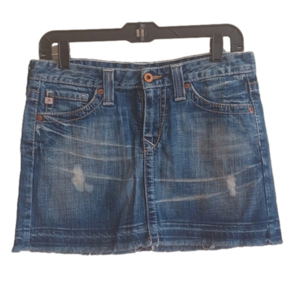 BIG Star big stitched Casey mini skirt.  Size 27. Nicely distressed, frayed hem - Picture 2 of 10